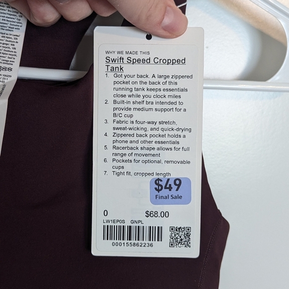 Lululemon NWT Swift Speed Cropped Tank Longline Sports Bra - Goodnight Plum sz 0 - Picture 4 of 6